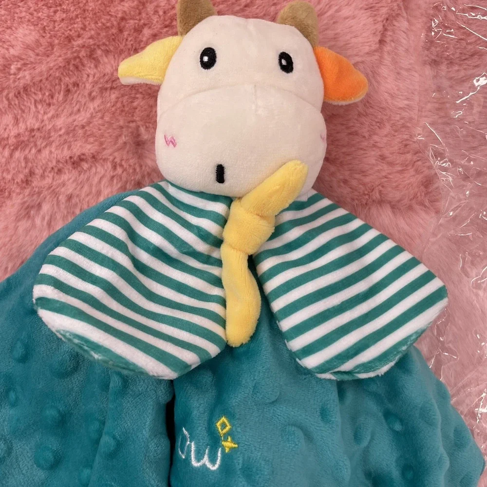 Baby Security Blanket Stuffed Animal Soft Emotional‎ Relief Blanket Cow-NEW